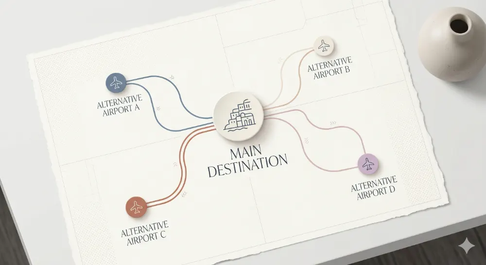 Mapa visual de aeropuertos alternativos